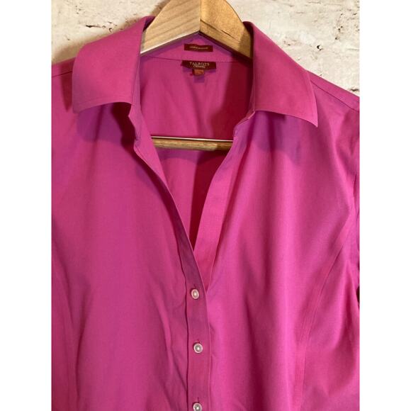 Talbots Haberdashery Top Womens 16 Hot Pink Button Up Wrinkle‎ Resistant Cotton - Picture 3 of 12